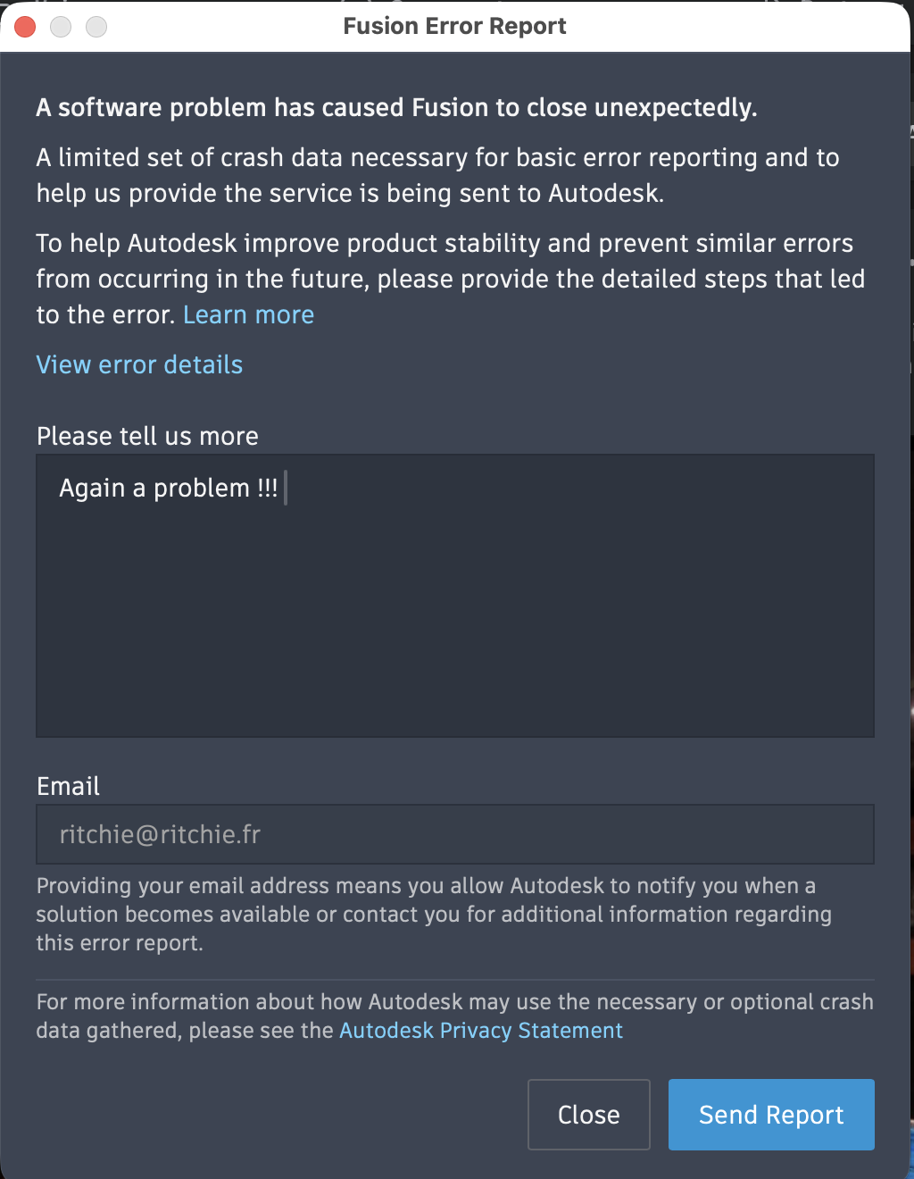 A good week is not a good week without a Fusion crash 😡 - Autodesk ...