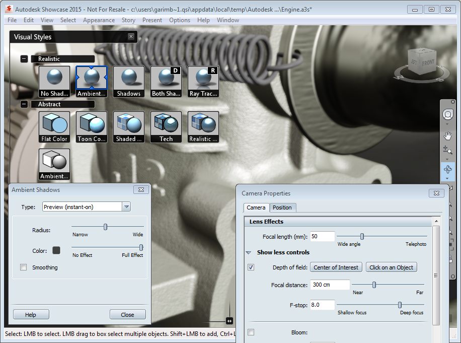 Depth of field and ambient shadows - Autodesk Community