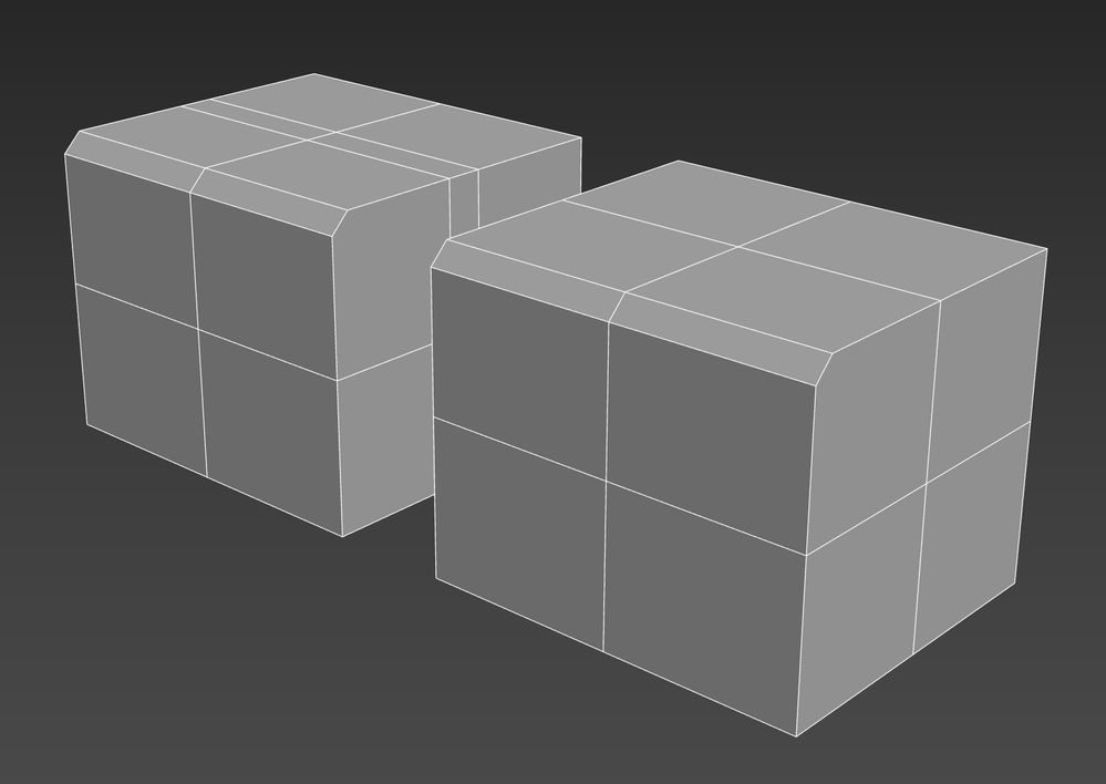 Left cube: Chamfer-tool  |  right cube: Chamfer-modifier