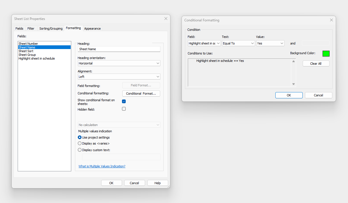 API equivalent of Schedule Conditional Formatting dialog - Autodesk ...