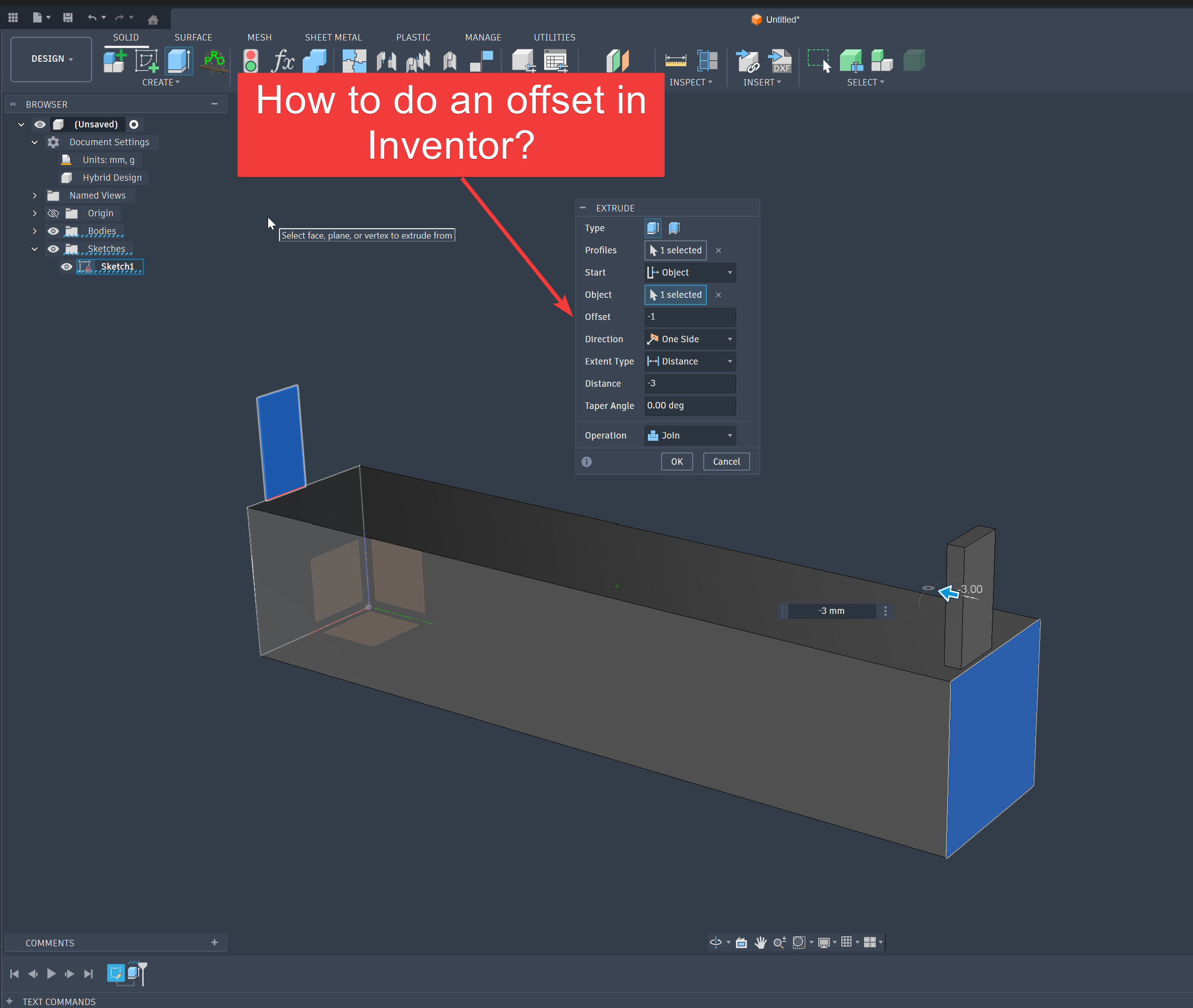 Solved: How to extrude, start from face with an offset? - Autodesk ...