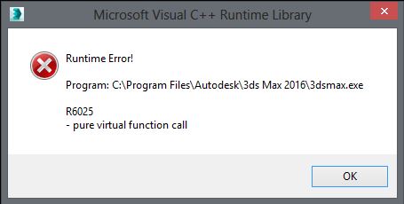 Solved: 3ds max 2016 Visual C++ Runtime Library Runtime Error - Autodesk  Community - 3ds Max