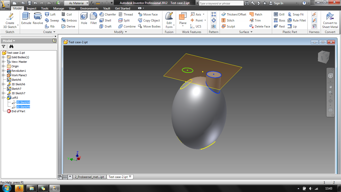 Solved Loft Between 3d Sketch And Normal Sketch Autodesk Community Inventor