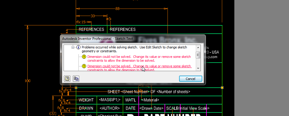 Solved: Cannot edit text in sketch, Title block templet - Autodesk ...
