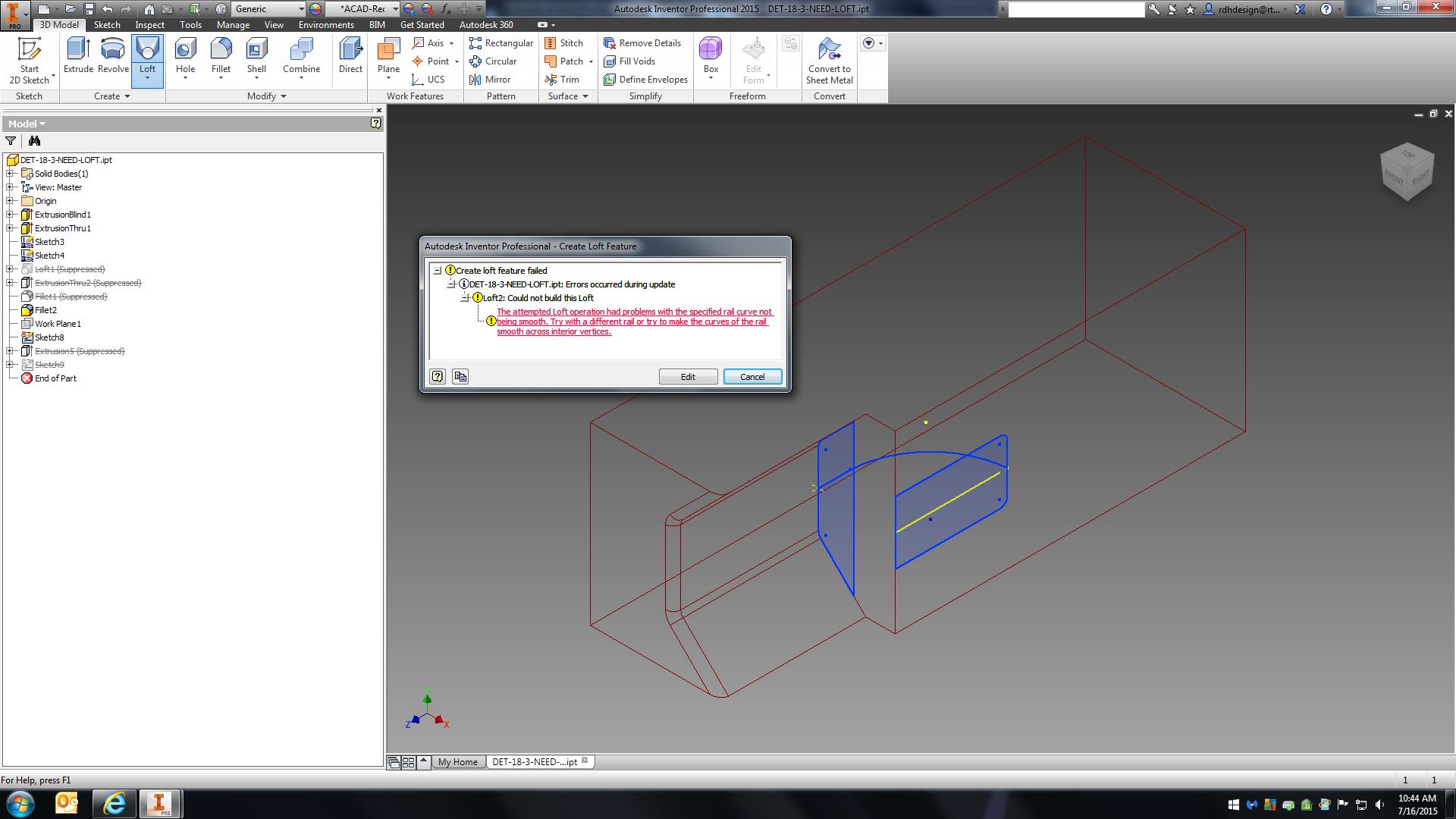 Solved: Can't make loft with rail...? - Autodesk Community