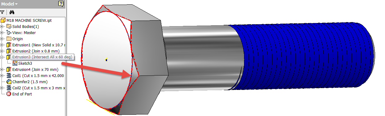 Taking of the sides of a hexagonal bolt head - Autodesk Community