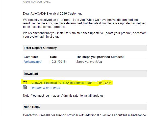 Solved: Maintenance Update Not Working for AutoCAD Electrical 2016 ...