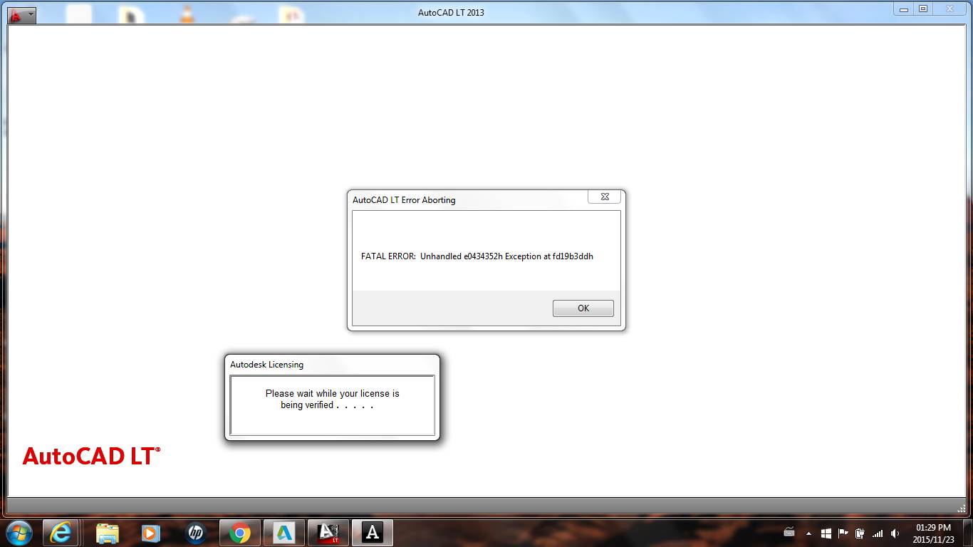 Фатальная ошибка в автокаде unhandled e0434352h exception
