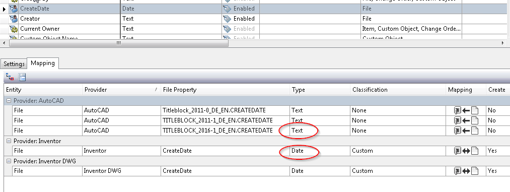 Vault mappings Inventor vs. AutoCAD Vault mappings Inventor vs. AutoCAD