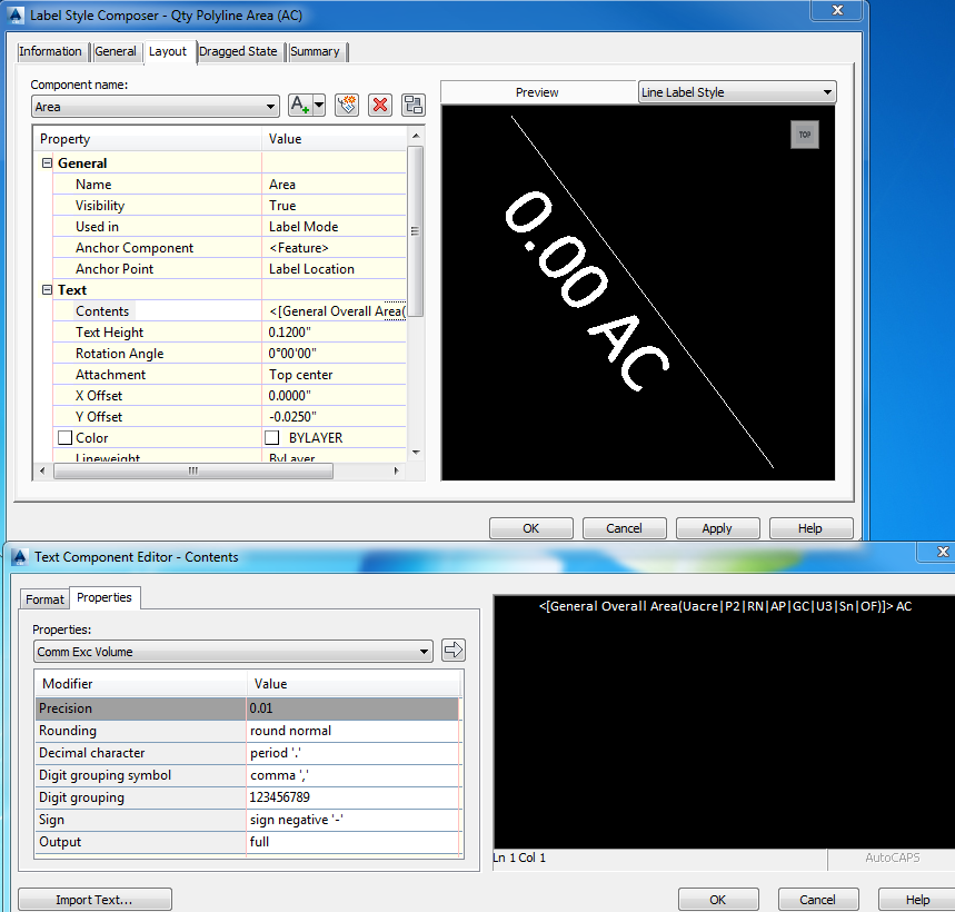 LISP for labeling area in acres - Autodesk Community - Civil 3D