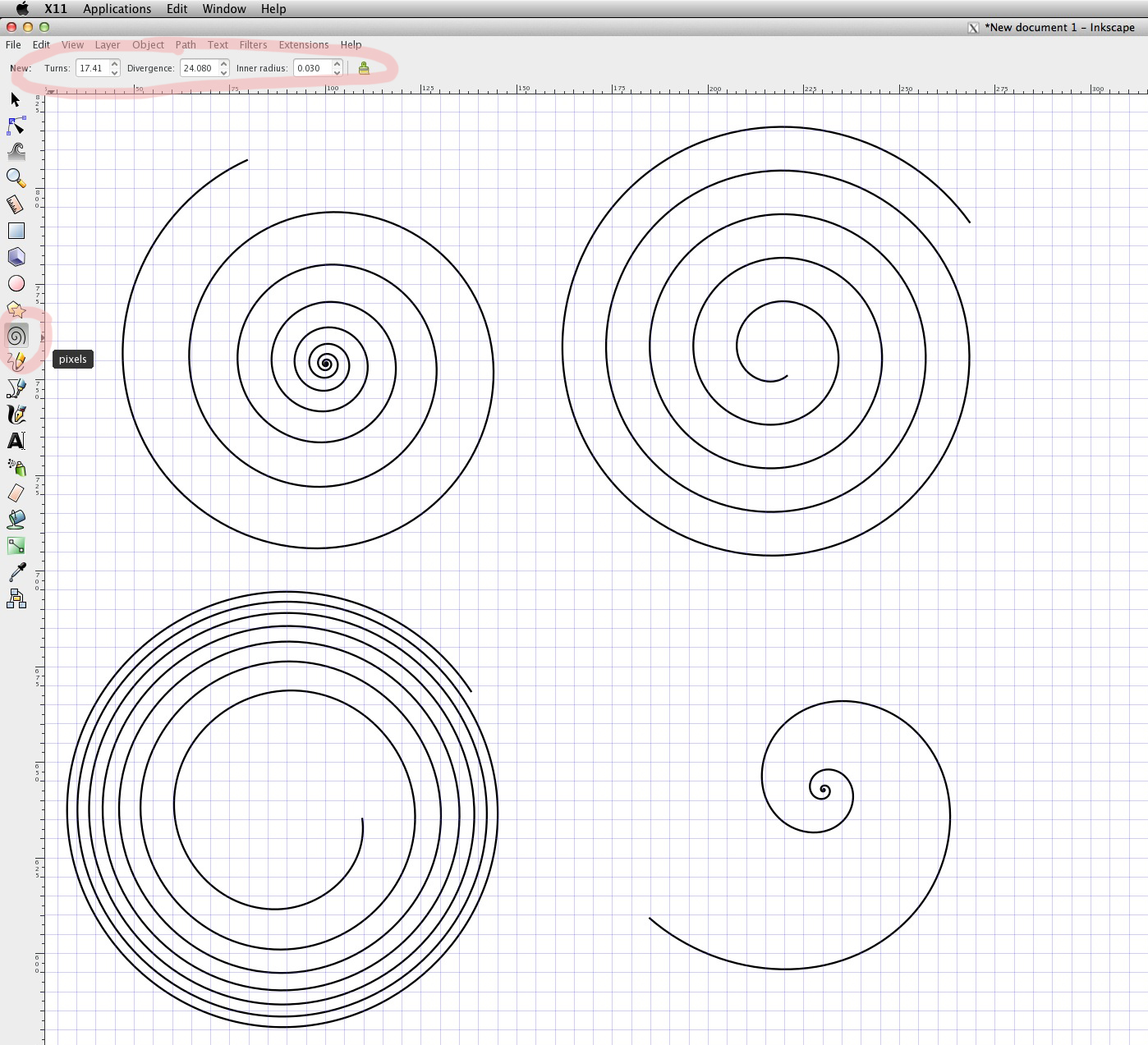 Спирали в Inkscape