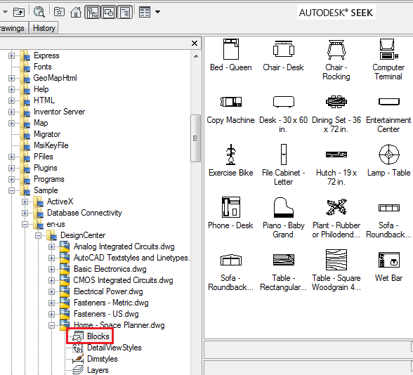 Solved: can't find design center furniture block in 2016 - Autodesk