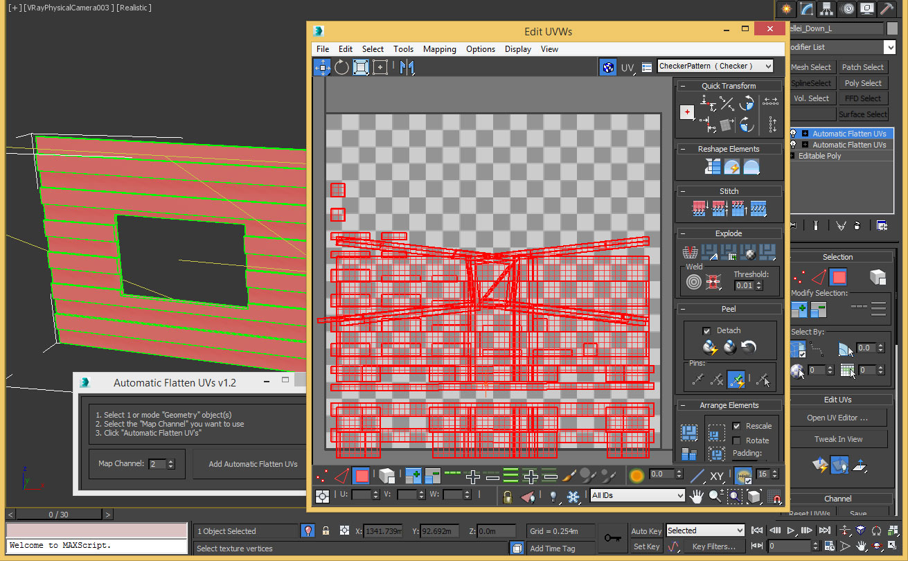 Solved: UV Unwrapping and Automatic UV Flatten on multiple objects but  separate UVs - Autodesk Community - 3ds Max