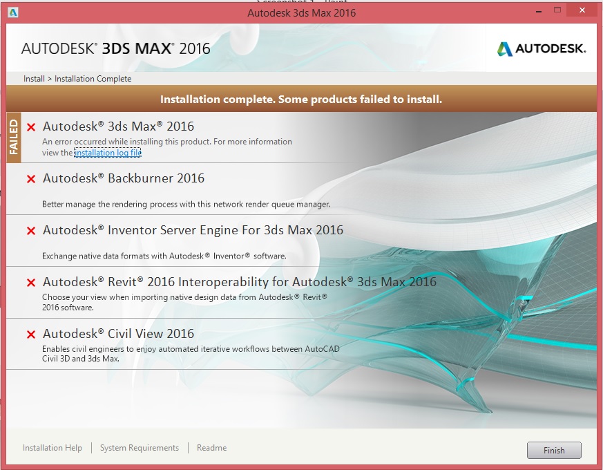 3DS Max 2016 Installation Failure - Autodesk Community - Subscription,  Installation and Licensing
