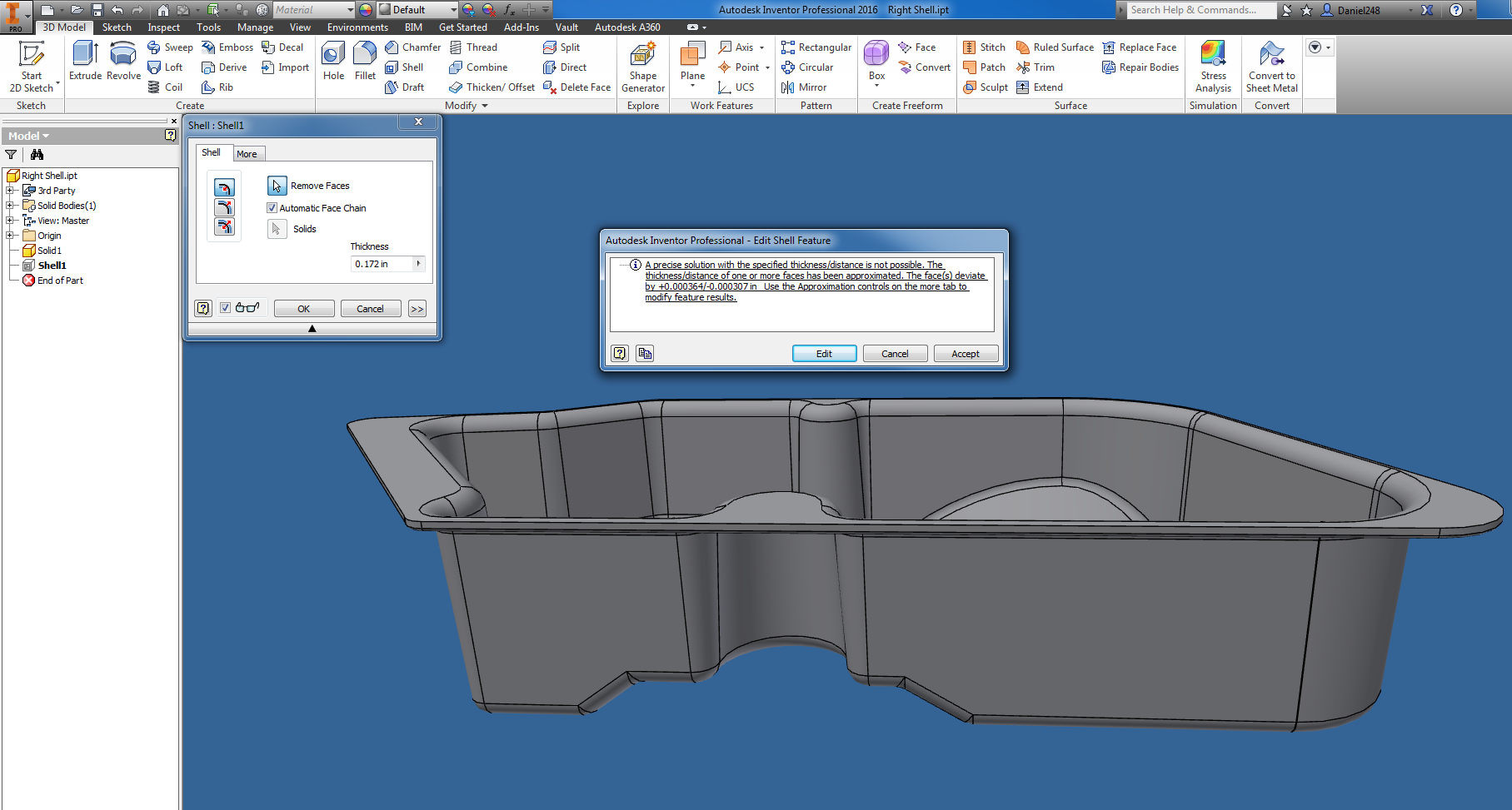 Trouble with shell feature at desired thickness of .172