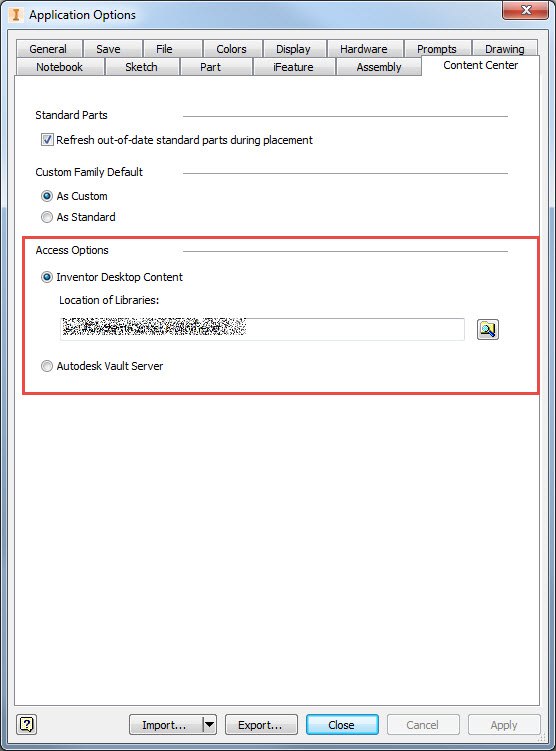 Content center part location - Autodesk Community