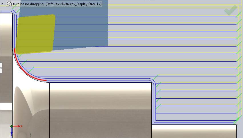 Normal Turning Profile toolpath with dragging up the wall