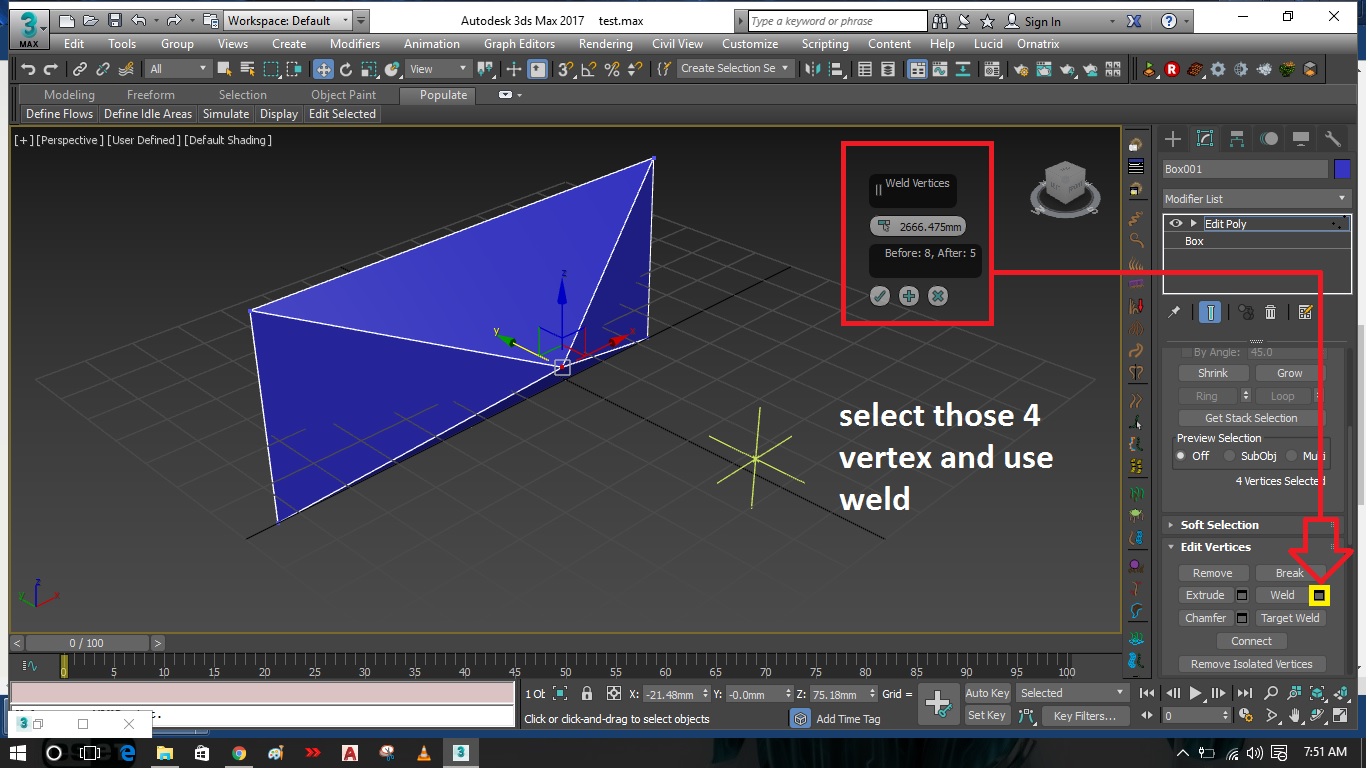 How to connect some vertices of an editable poly to a point ? - Autodesk  Community - 3ds Max