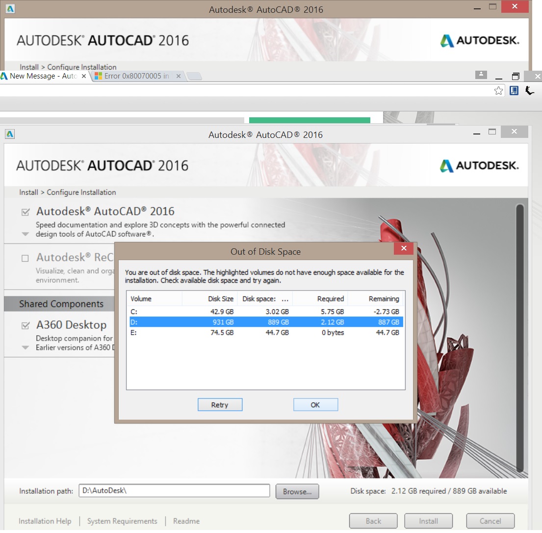Out of Disk Space - Autodesk Community - AutoCAD