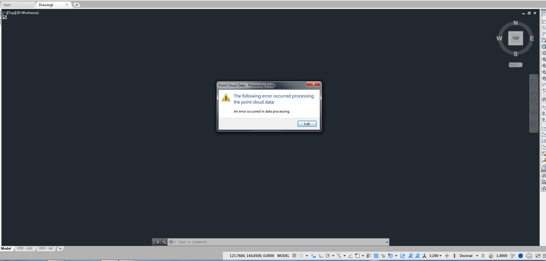 Error in processing - Point Cloud PST File from Autodesk Recap ...