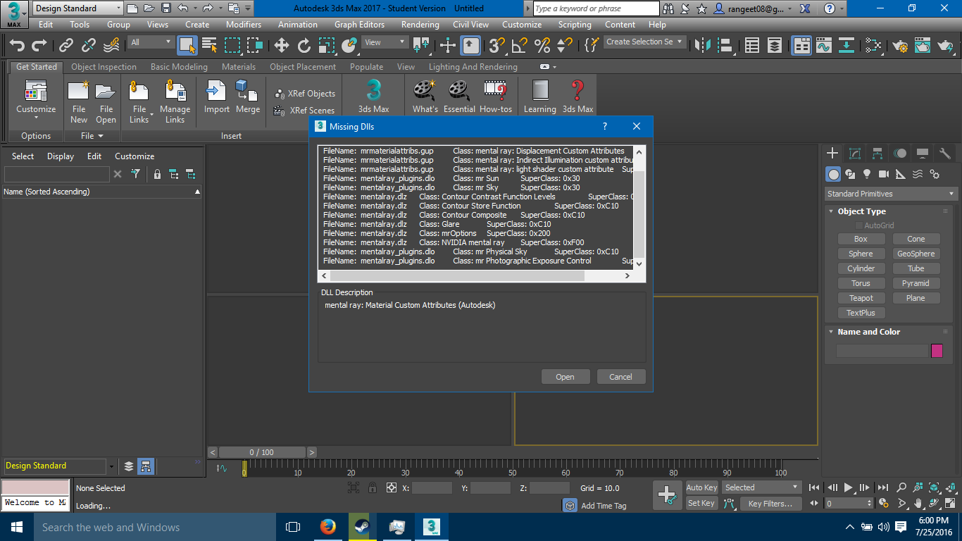 При открытии файла 3ds max появляется окно missing dlls filename mrmaterialattribs gup