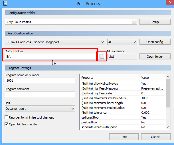 Post output folder 2.0.2317 - Autodesk Community
