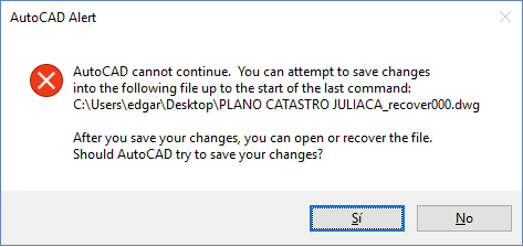 Risultati immagini per autocad alert autocad cannot continue