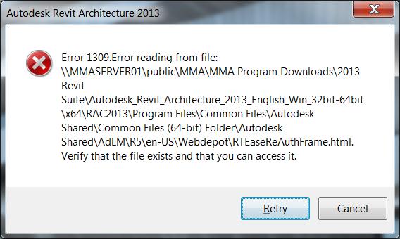 Solved 13 Revit Architecture Install Error Autodesk Community Subscription Installation And Licensing