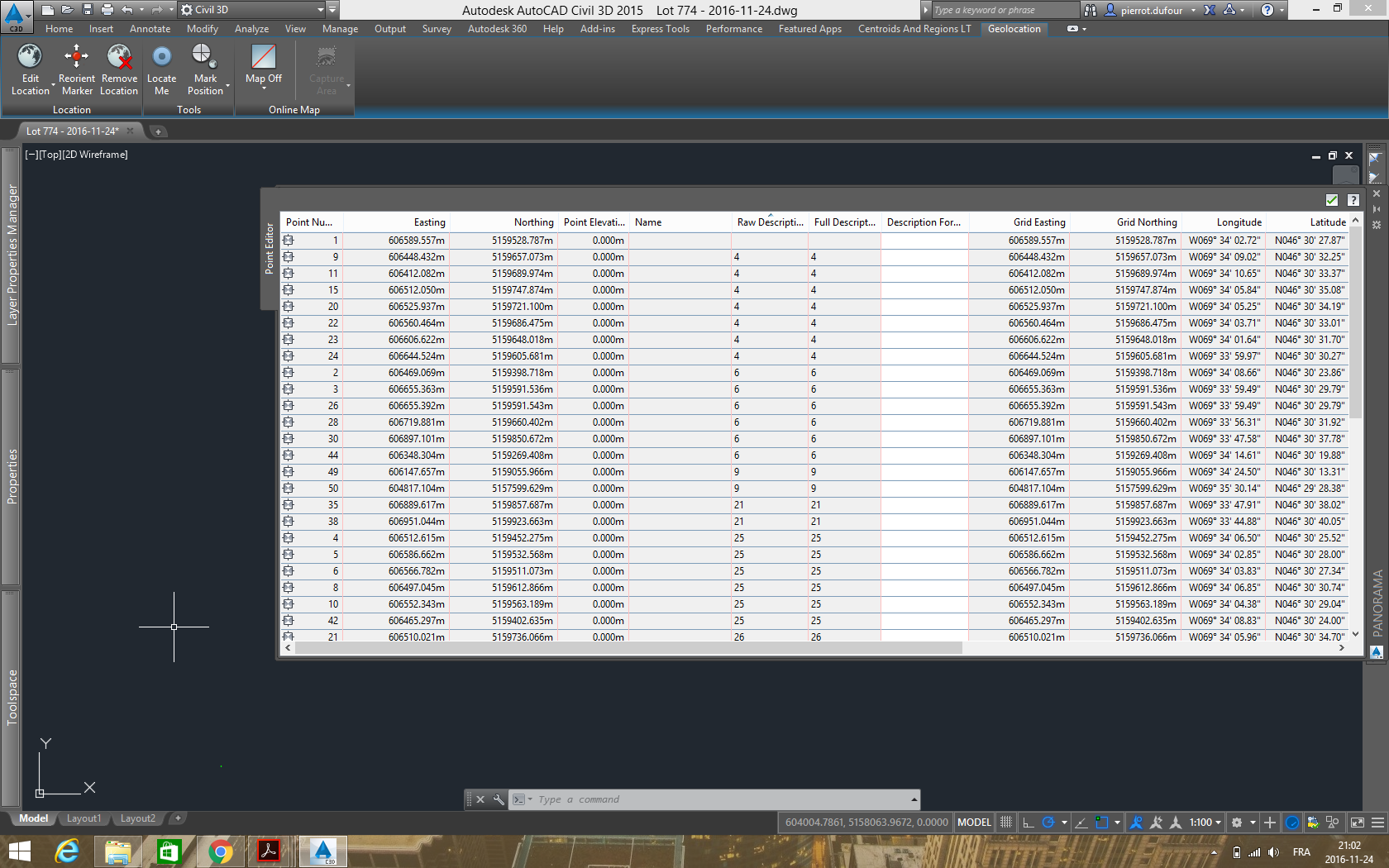 Points drawing shifted to different coordinates Autodesk