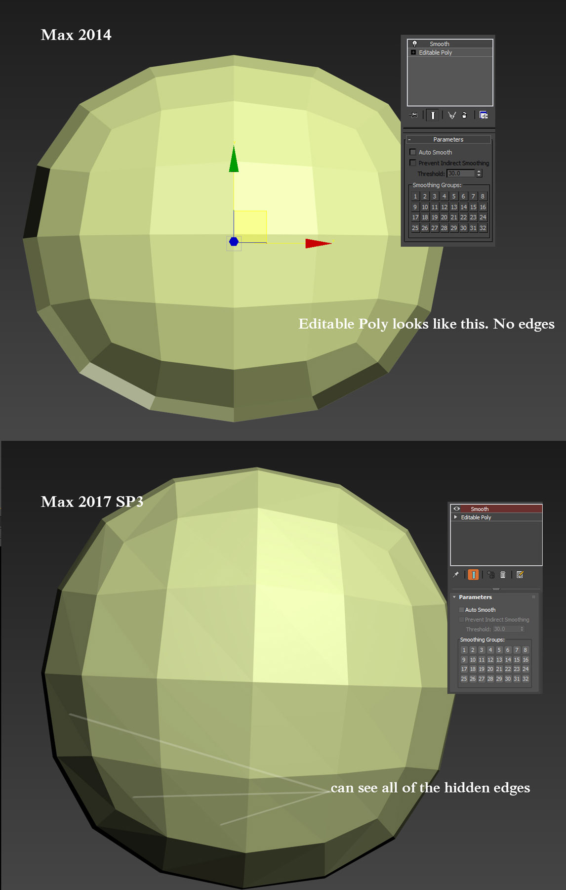 3dsMax 2017 - Per-Face smoothing problem. Editable Poly looks like Mesh -  Autodesk Community - 3ds Max