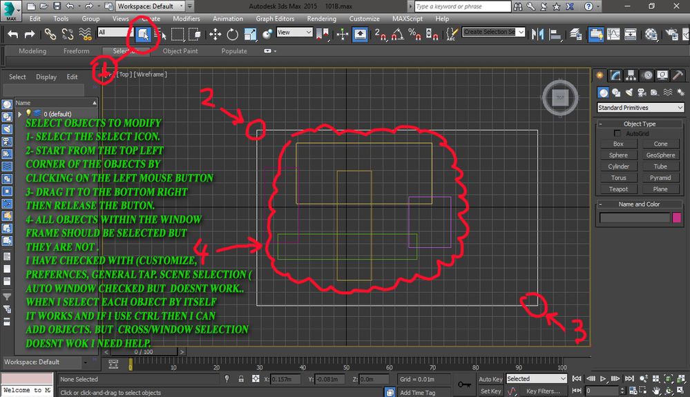 3ds Max 15 Sp4 Multiple Object Selection By Cross Window Selection Not Working Autodesk Community 3ds Max