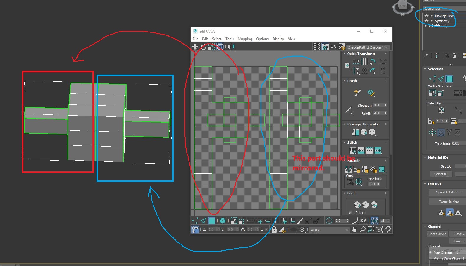 Unwrap half model, duplicate the UV mirroring to the middle X or Y -  Autodesk Community