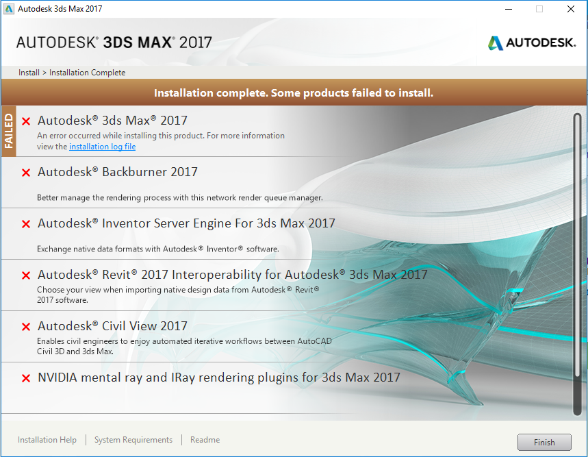 Autodesk 3ds Max 2017 "some products failed to install" - Autodesk  Community - Subscription, Installation and Licensing