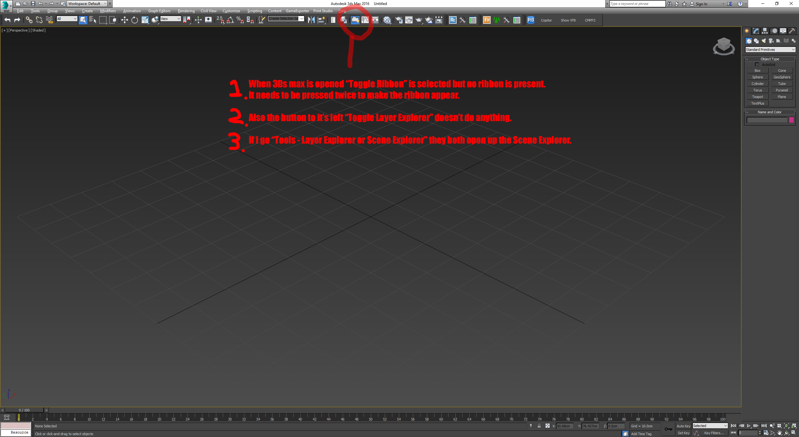 Solucionado: Toggle Ribbon icon and Layer Explorer not working - Autodesk  Community - 3ds Max