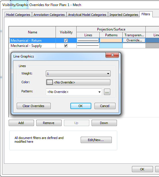 Gray hidden lines of ductwork with color override - Autodesk Community