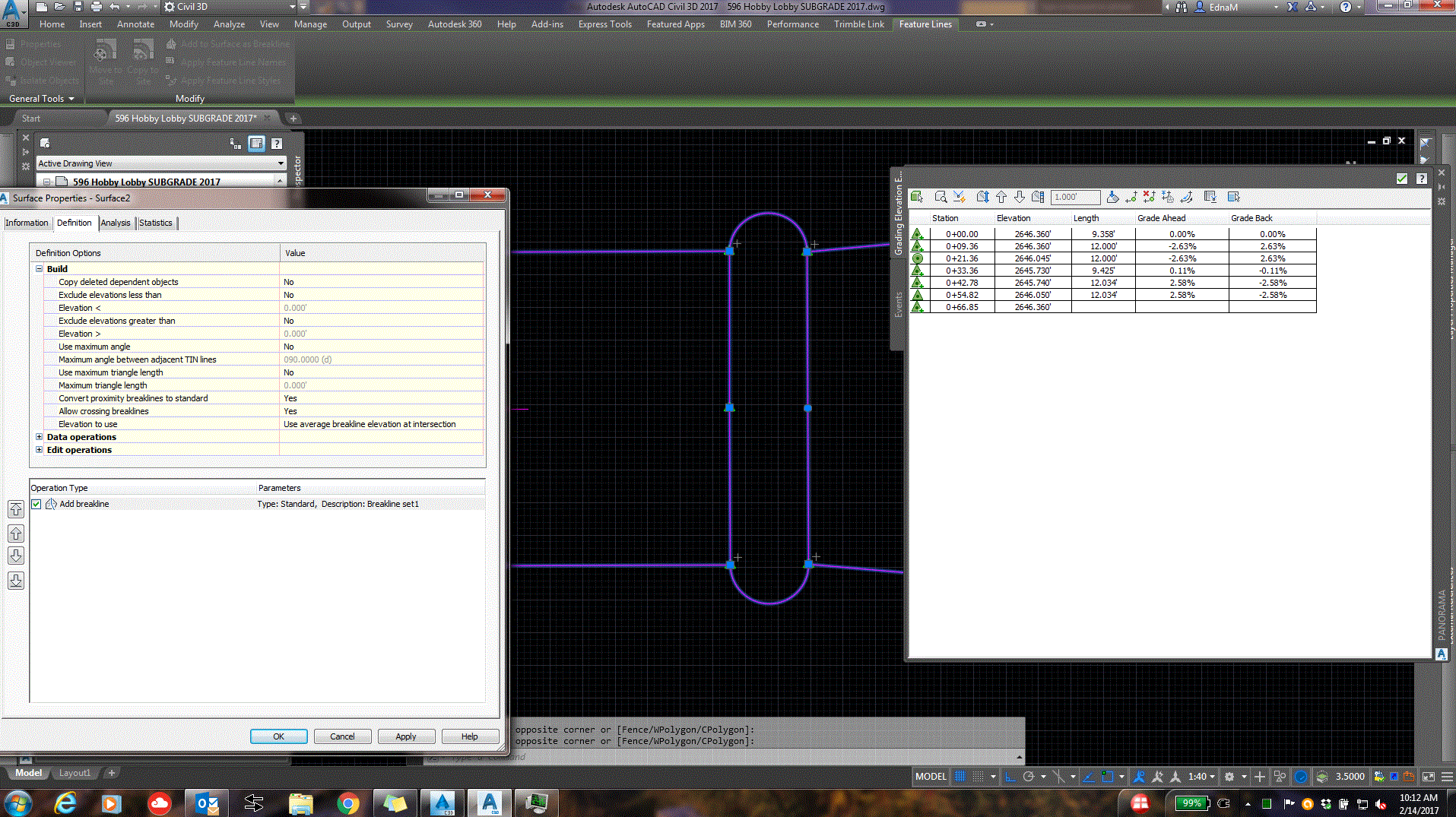 Featureline split point not showing in elevation editor - Autodesk ...