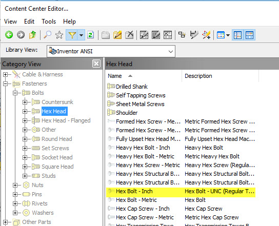 content center hex bolts - Autodesk Community