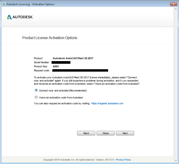 Solved Product License Activation Window Serial Number Already Entered And Uneditable Autodesk Community Subscription Installation And Licensing