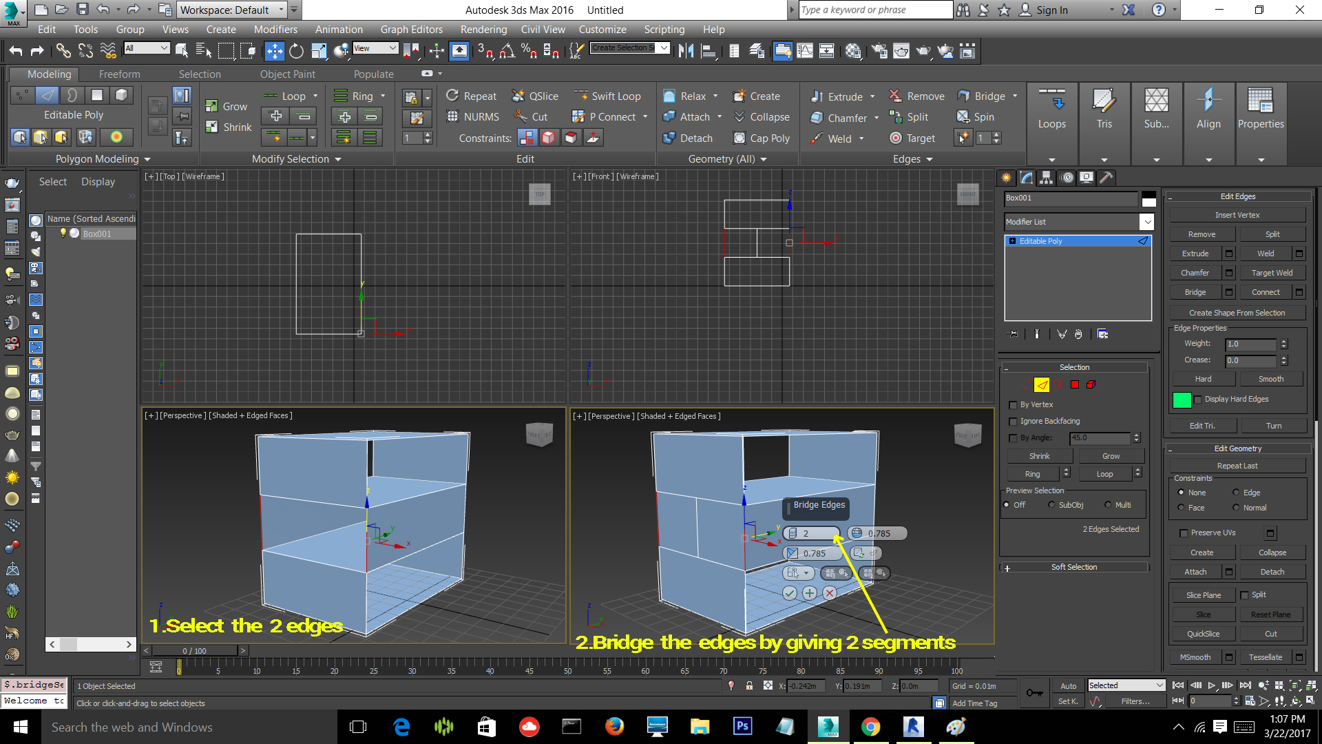 Solved: How to fill a hole cause by 'extrudge' or 'bridge' a polygon? -  Autodesk Community - 3ds Max