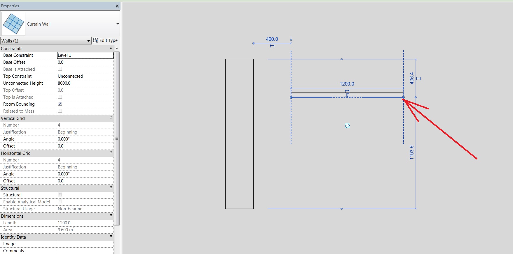 revit cannot align normal wall with curtain wall when normalwall is ...