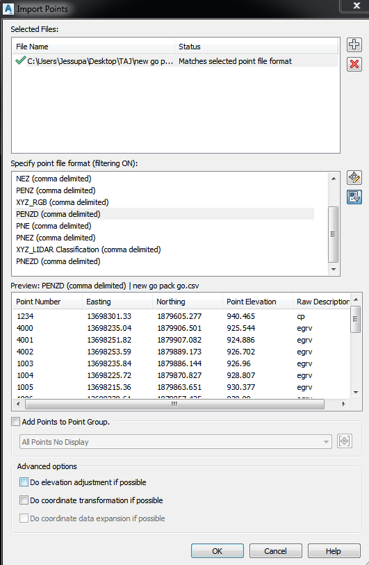 Trouble Importing Csv File As Points From File Autodesk Community 2235