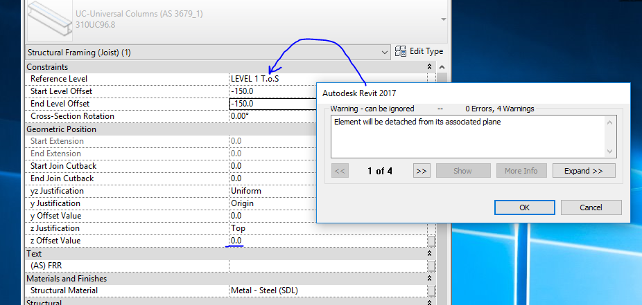 FRAMING MEMBER OFFSET MODEL BY START AND END LEVEL OFFSET OR USE Z ...