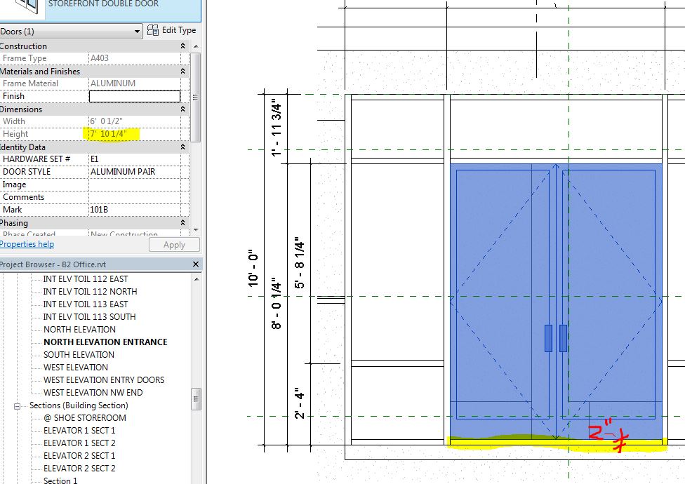 Solved: Adjust Curtain Wall Door Height - Autodesk Community - Revit  Products