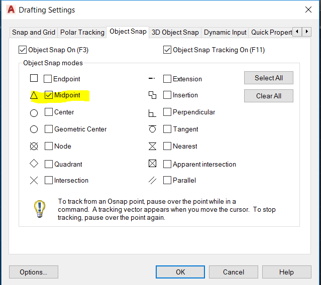 Solved: Choose snap setting during command for entire command ...