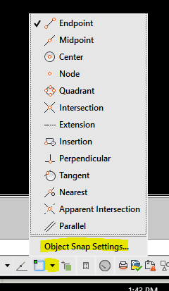 Solved: Choose snap setting during command for entire command? - Autodesk  Community - AutoCAD