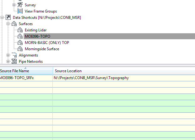 Solved: Data Shortcuts and surface reference - Autodesk Community