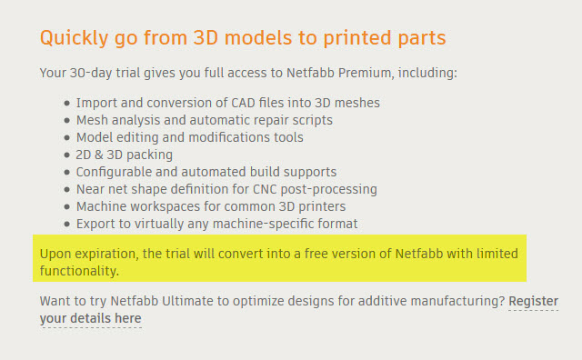 Solved: Does Netfabb Premium trial still revert to Netfabb Basic ...