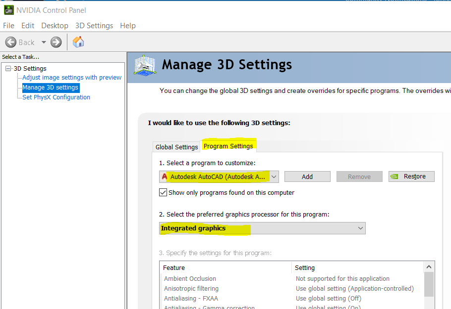 Solved: how can i remove autocad 2016 from nvidia graphics? - Autodesk  Community - AutoCAD