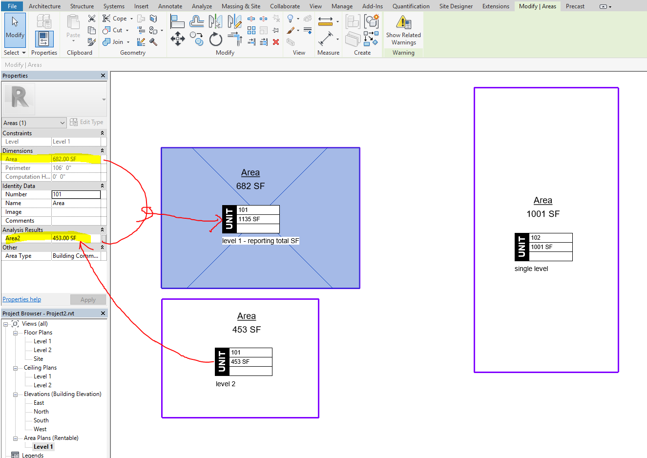 Solved Combine Areas for Two Story Units in Schedule? Autodesk Community
