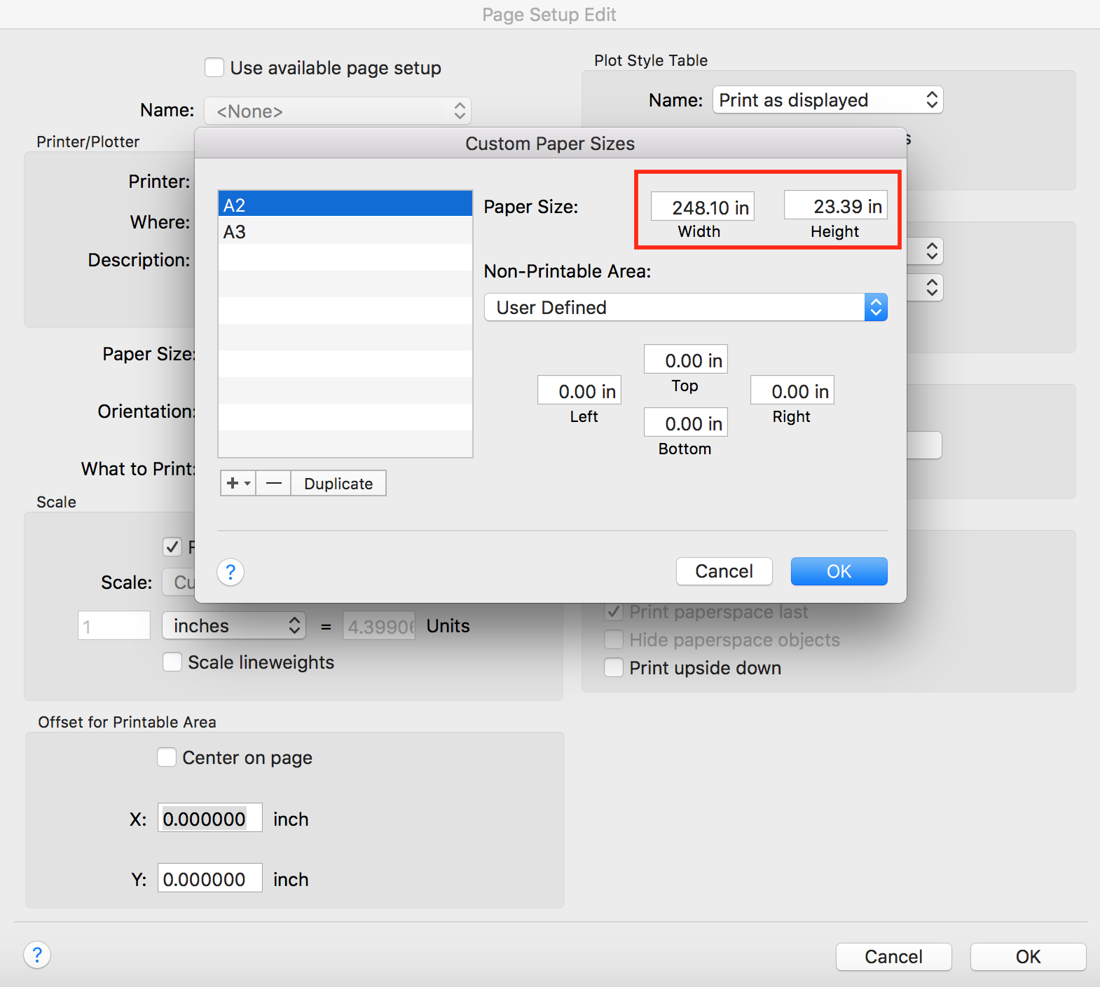 Autocad layout size image